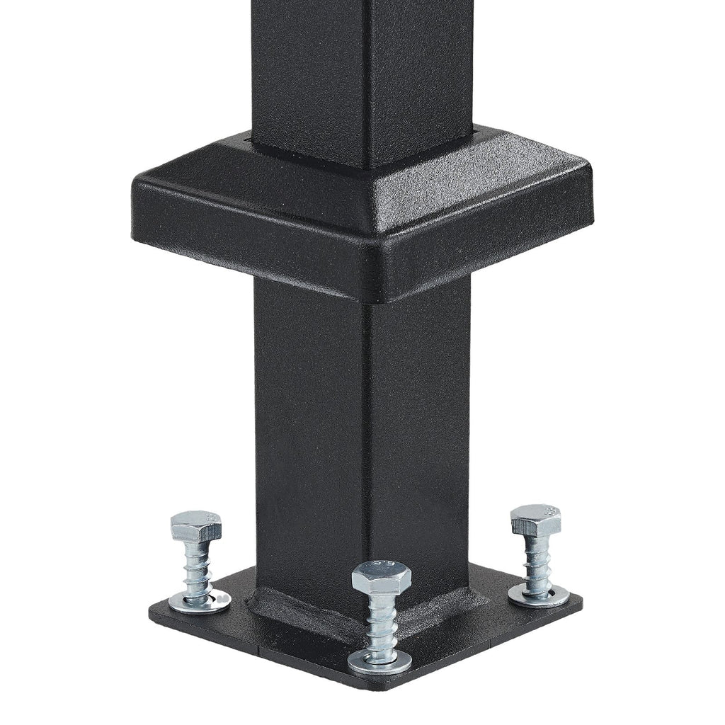 Handrails for Outdoor Steps, 5 Step Stair Hand Rail Kit, Transitional Carbon Steel Railings with Installation Kit, Stair Rails for Seniors, Concrete Steps & Porch & Deck, Black Square Tube