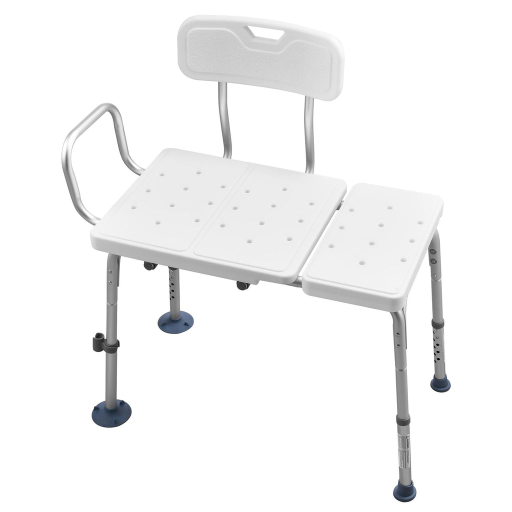 Tub Transfer Bench for Bathtub, 180 kg Capacity Heavy Duty Shower Chair with Arm, Backrest and Curtain Slot, Height Adjustable Shower Bench Bath Seat for Adults, Seniors, Elderly and Disabled