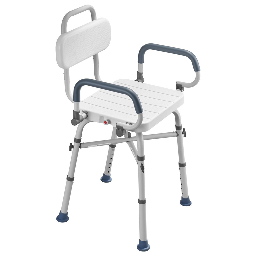 Swivel Shower Chair with Arms and Back, 227 kg Load Heavy Duty Bench Seat for Inside Shower Stall and Bathtub, Height Adjustable Bathroom Bath Tub Seat for Adults, Seniors, Elderly and Disabled