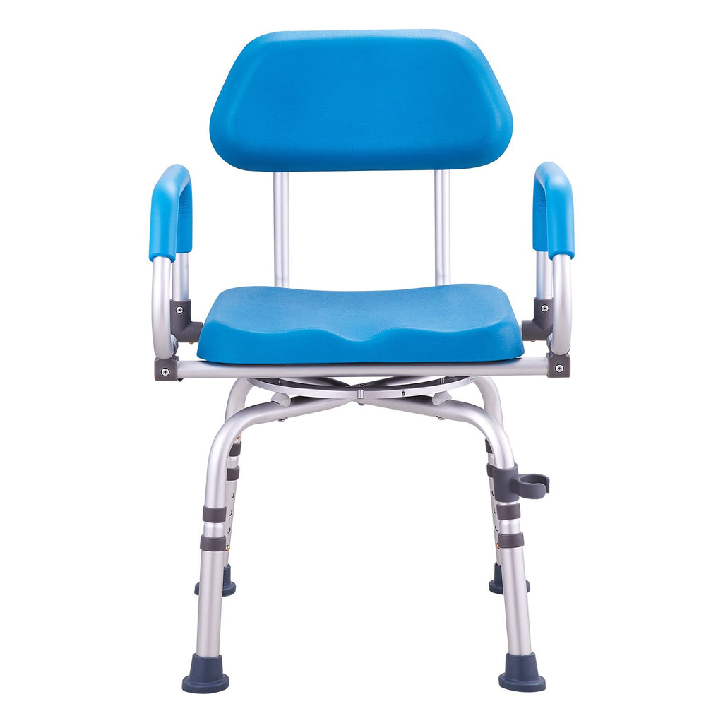 Swivel Shower Chair 360 Degree, Adjustable Shower Seat with Pivoting Arms & Padded Bath Seat for Inside Shower or Tub, Non-Slip Rotating Bathtub Chair for Elderly Disabled, 300LBS Capacity