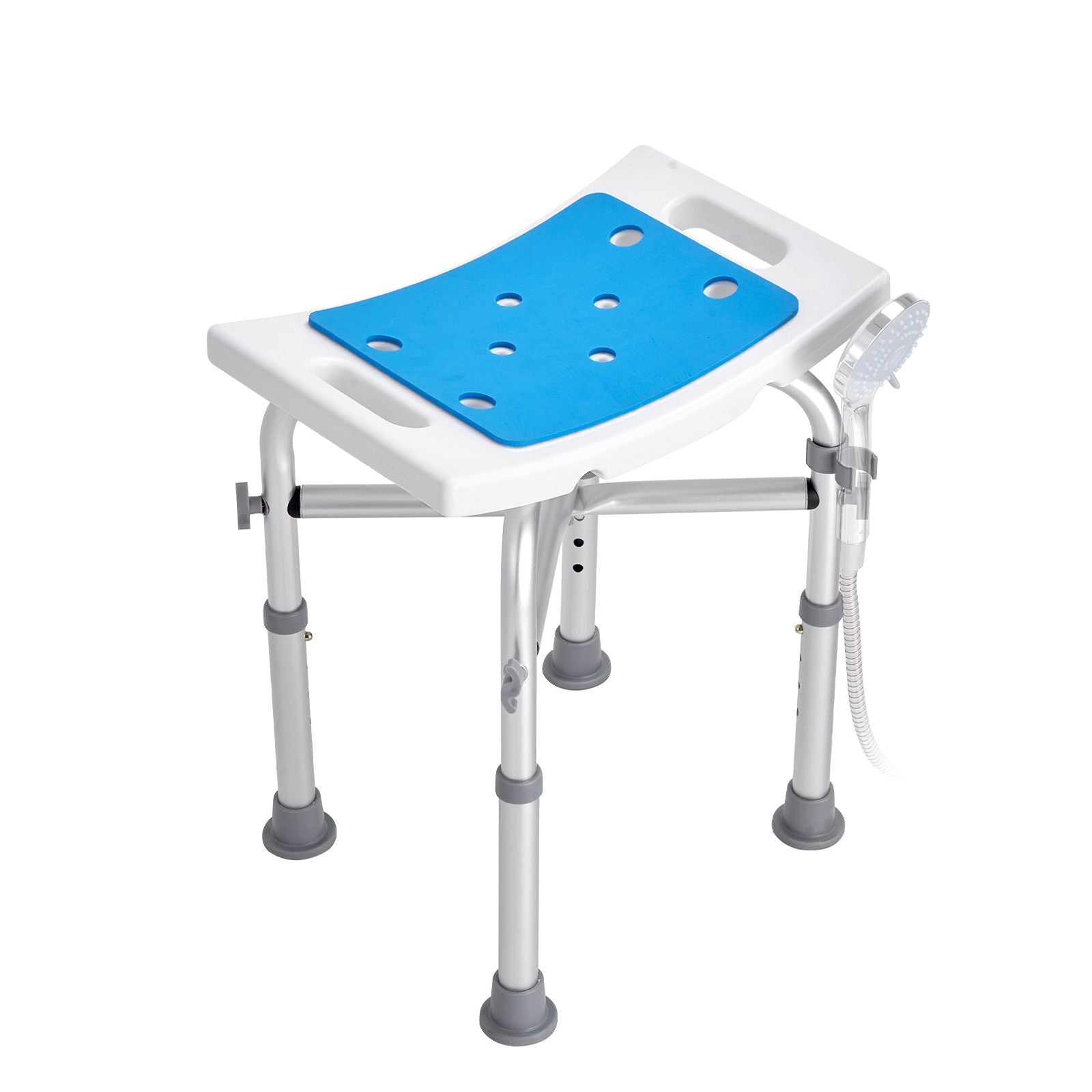 Shower Chair, Adjustable Height Shower Stool with Crossbar Support, Shower Seat for Inside Shower or Tub, Non-Slip Bench Bathtub Stool Seat for Elderly Disabled Handicap, 226.8 kg Capacity