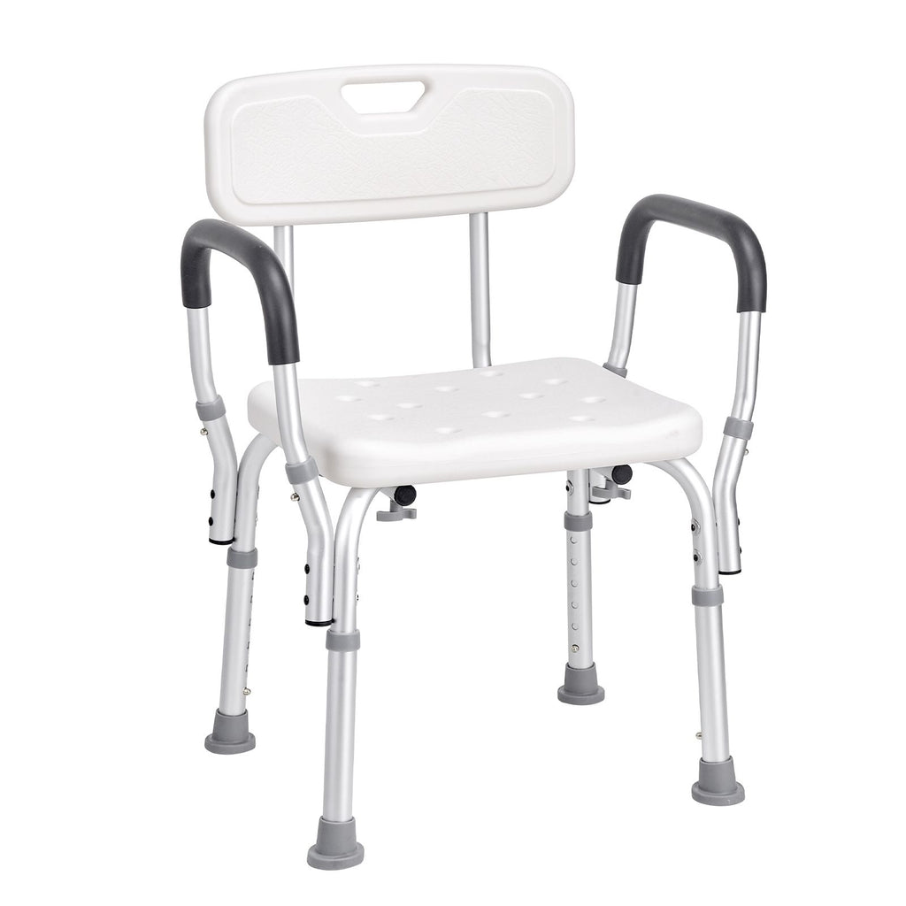 Shower Chair, Shower Seat with Back, Adjustable Height Shower Stool, Shower Chair for Inside Shower Bathtub, Non-slip Bathroom Bench Bath Chair for Elderly Disabled Handicap, 158.8 kg Capacity