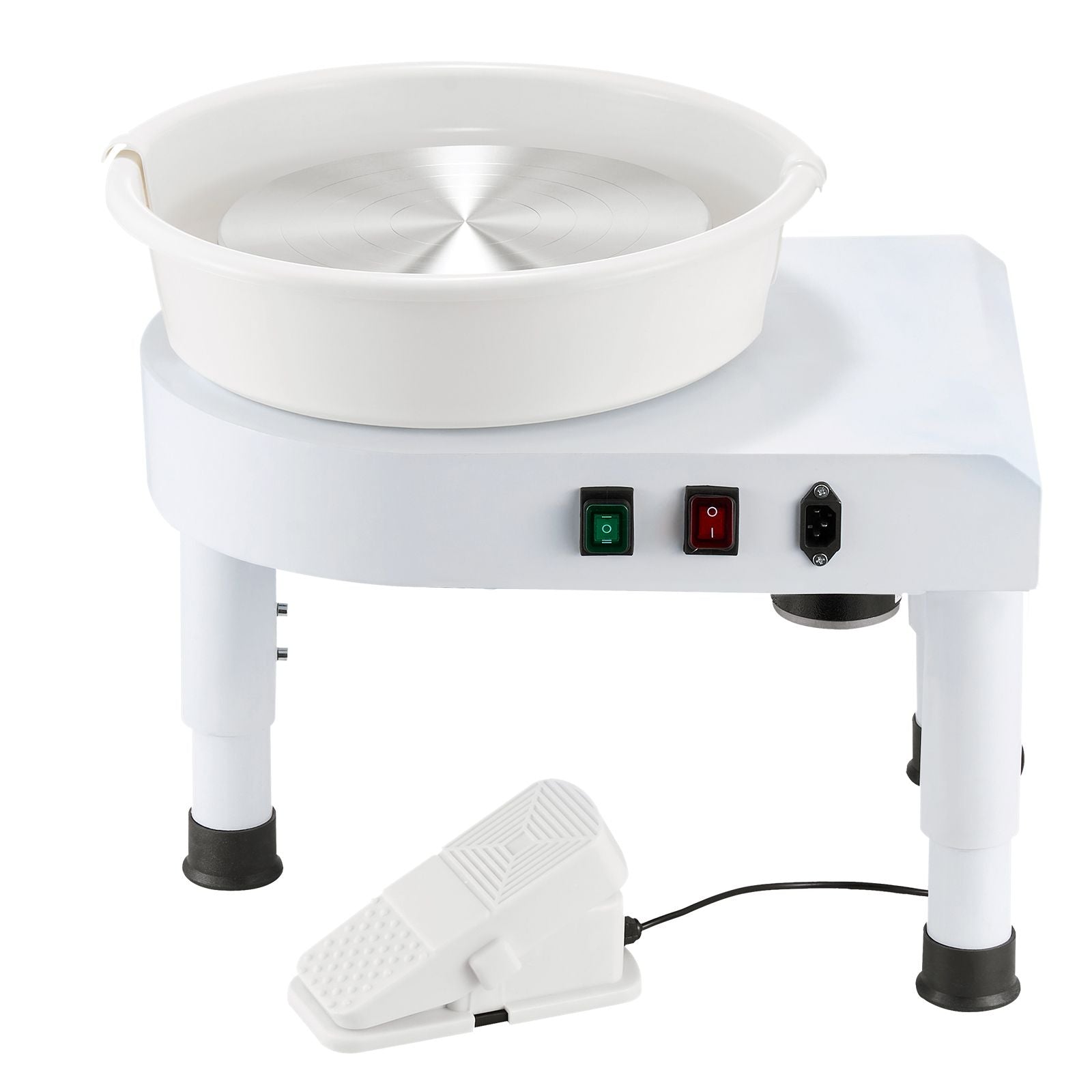 Pottery Wheel, 28 cm Ceramic Wheel Forming Machine, 60-300 RPM Speed Adjustable Foot Pedal, Adjustable Lift Leg, Detachable Basin, Complete Tool Accessory Kit for Work Art Craft DIY, White