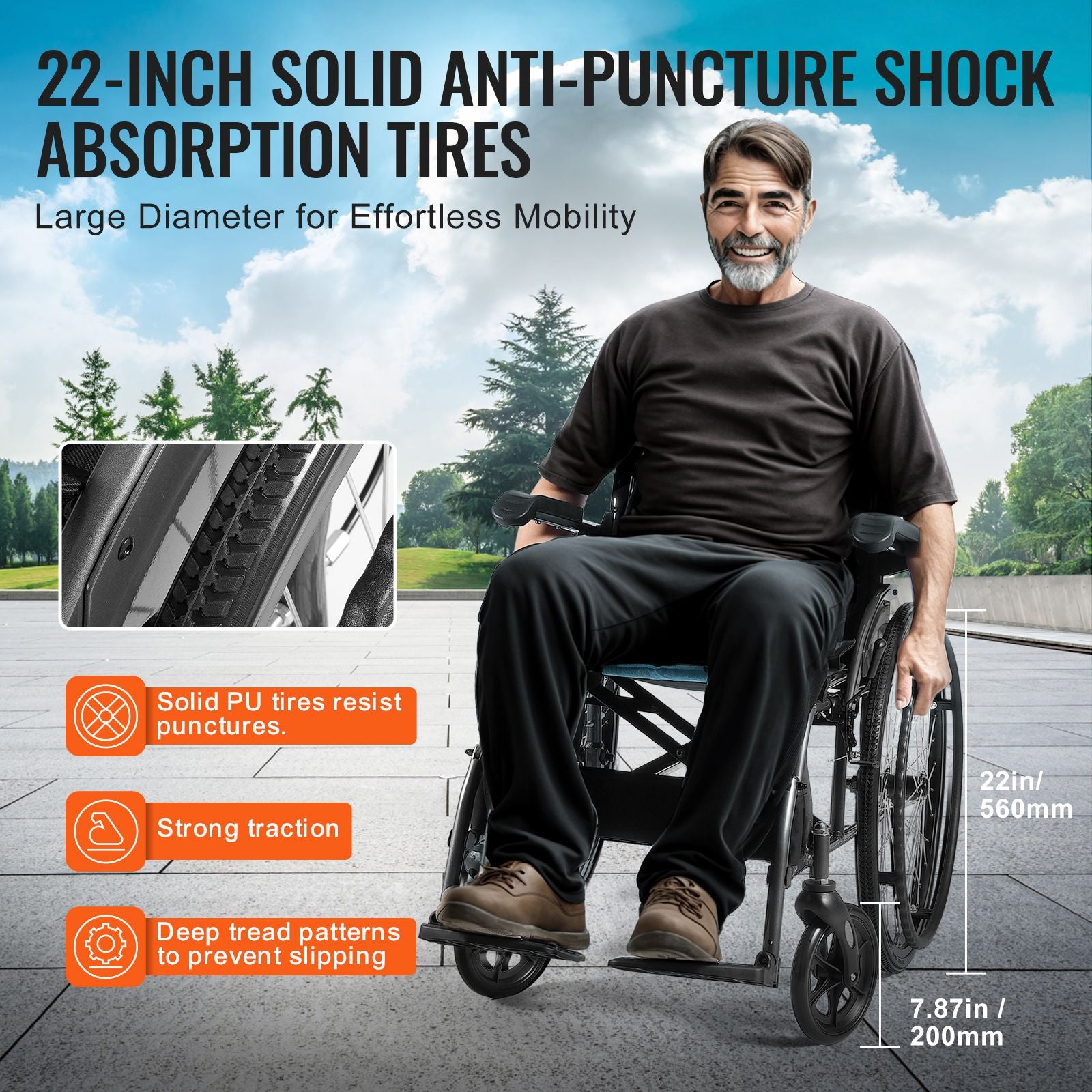 Wheelchair, Durable Aluminum Alloy Ultra-Lightweight Wheelchairs, Portable Wheelchair with Flip-Back Desk-Length Arms, 3-Position Adjustable Footrests, 18-Inch Wide Seat, 250lbs Weight Capacity