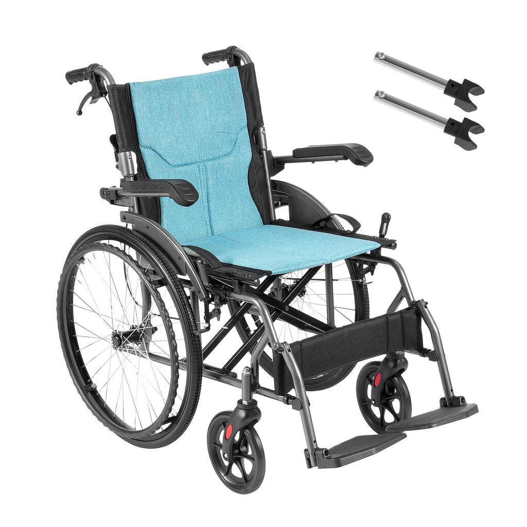 Wheelchair, Durable Aluminum Alloy Ultra-Lightweight Wheelchairs, Portable Wheelchair with Flip-Back Desk-Length Arms, 3-Position Adjustable Footrests, 18-Inch Wide Seat, 250lbs Weight Capacity