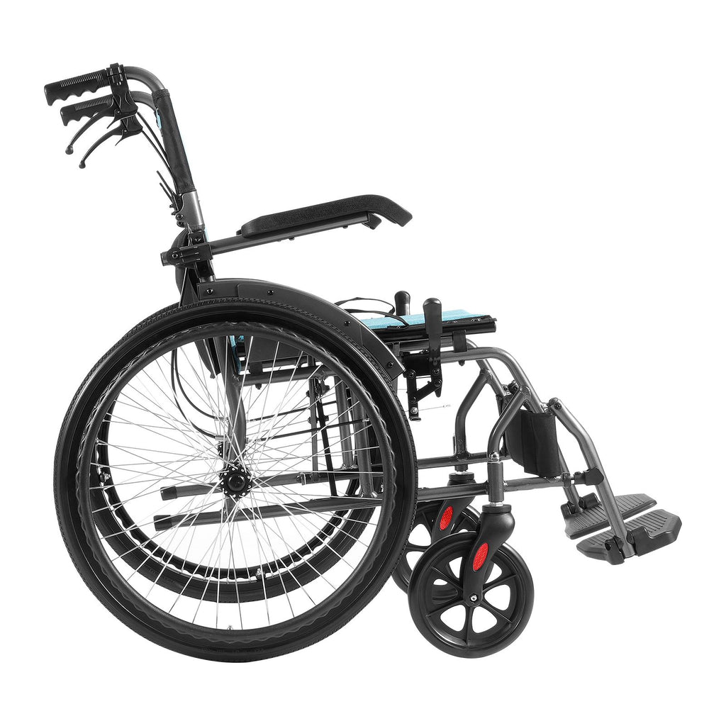 Wheelchair, Durable Aluminum Alloy Ultra-Lightweight Wheelchairs, Portable Wheelchair with Flip-Back Desk-Length Arms, 3-Position Adjustable Footrests, 18-Inch Wide Seat, 250lbs Weight Capacity