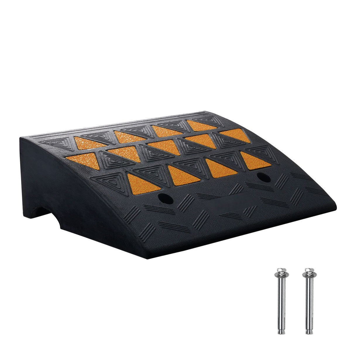 Rubber Curb Ramp 15.2 cm Rise Height Sidewalk Curb Ramp, 37 cm Width 49.1 cm Length Driveway Ramp for Curb, 15T Heavy Duty Rubber Ramp for Forklifts, Trucks, Buses, Cars, Wheelchairs, Bikes