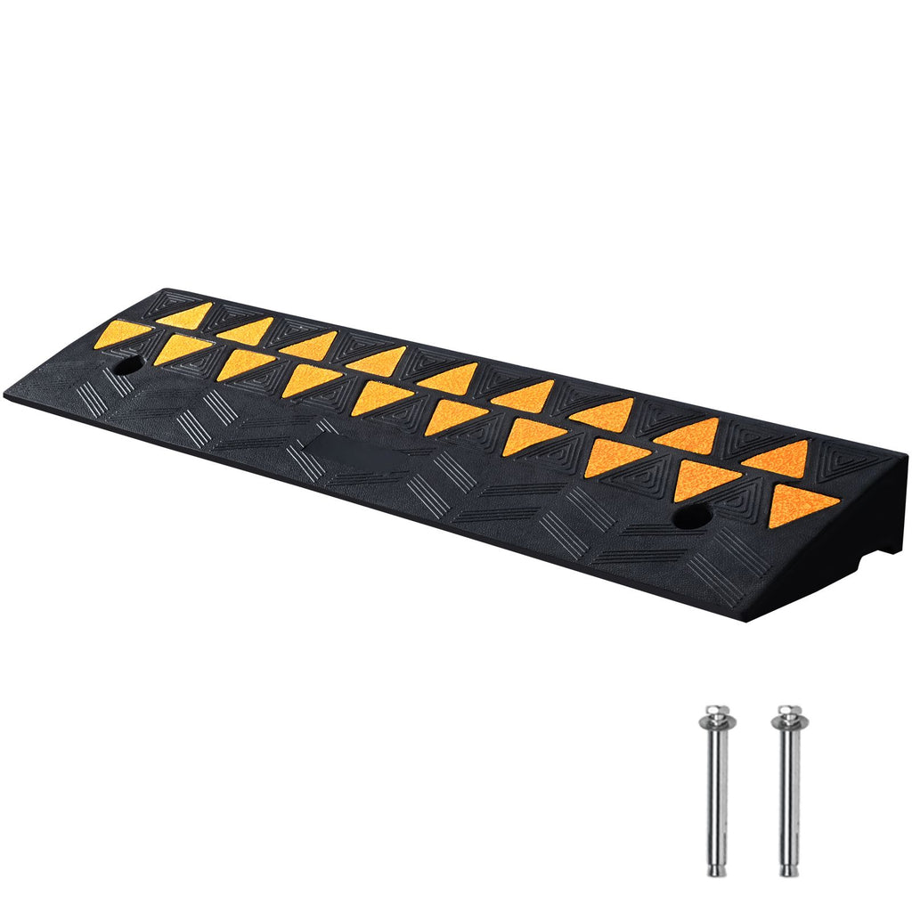 Rubber Curb Ramp 9.4 cm Rise Height Sidewalk Curb Ramp, 25 cm Width 100 cm Length Driveway Ramp for Curb, 15T Heavy Duty Rubber Ramp for Forklifts, Trucks, Buses, Cars, Wheelchairs, Bikes