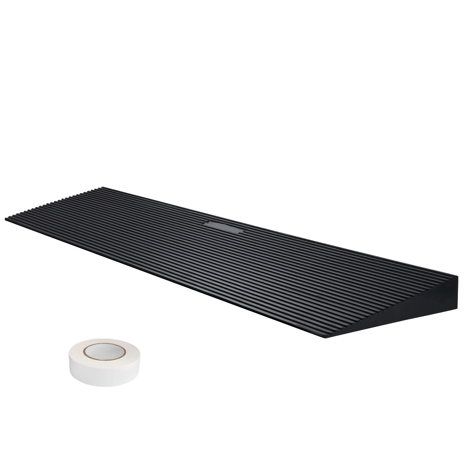 4 cm Rise Cuttable Threshold Ramp for Sweeping Robot, 90 cm Wide Natural Rubber Wheelchair Ramp, Non-Slip Solid Rubber Ramp with Double-Sided Tape for Doorways, Driveways, Bathroom, Smooth Tile