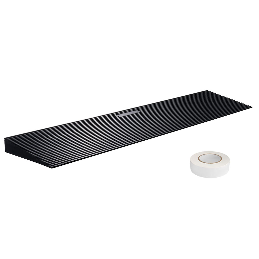 4 cm Rise Cuttable Threshold Ramp for Sweeping Robot, 90 cm Wide Natural Rubber Wheelchair Ramp, Non-Slip Solid Rubber Ramp with Double-Sided Tape for Doorways, Driveways, Bathroom, Smooth Tile