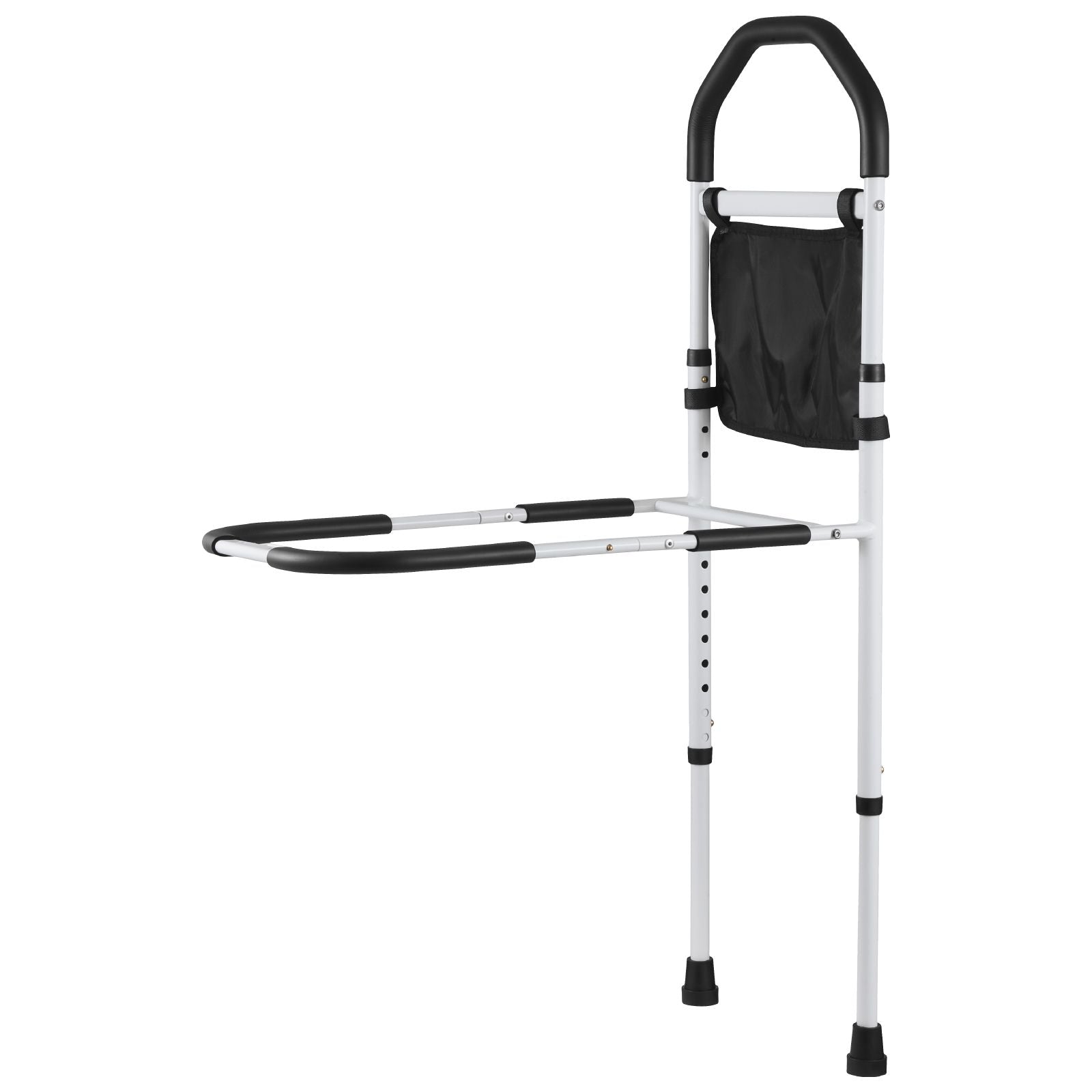 Bed Rail for Elderly, Bedside Assist Rails with Supporting Leg and PU Handrail, Adjustable Height Carbon Steel Pipe Bedside Cane, Bed Bars for Seniors & Patients, Fits King, Queen, Full, Twin