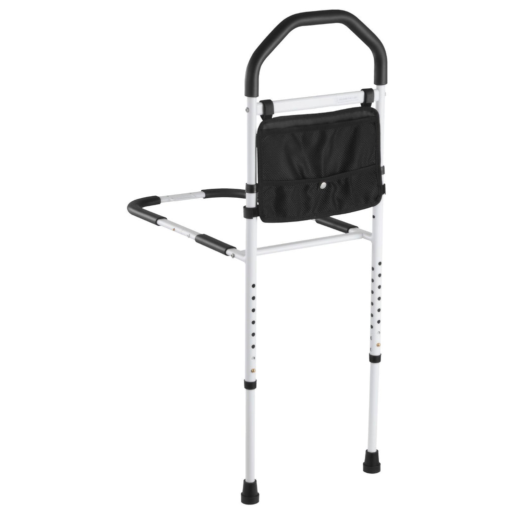 Bed Rail for Elderly, Bedside Assist Rails with Supporting Leg and PU Handrail, Adjustable Height Carbon Steel Pipe Bedside Cane, Bed Bars for Seniors & Patients, Fits King, Queen, Full, Twin
