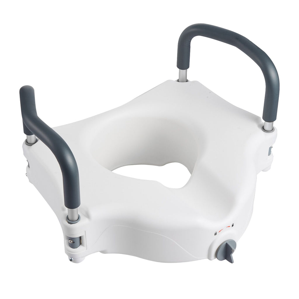 Raised Toilet Seat with Arms, 136.1 kg Load Capacity, 127 mm Lift Height, Widened Commode Elevated Toilet Seat Riser with Padded Handles for Seniors, Elderly, Handicap, Disabled, and Adults Use