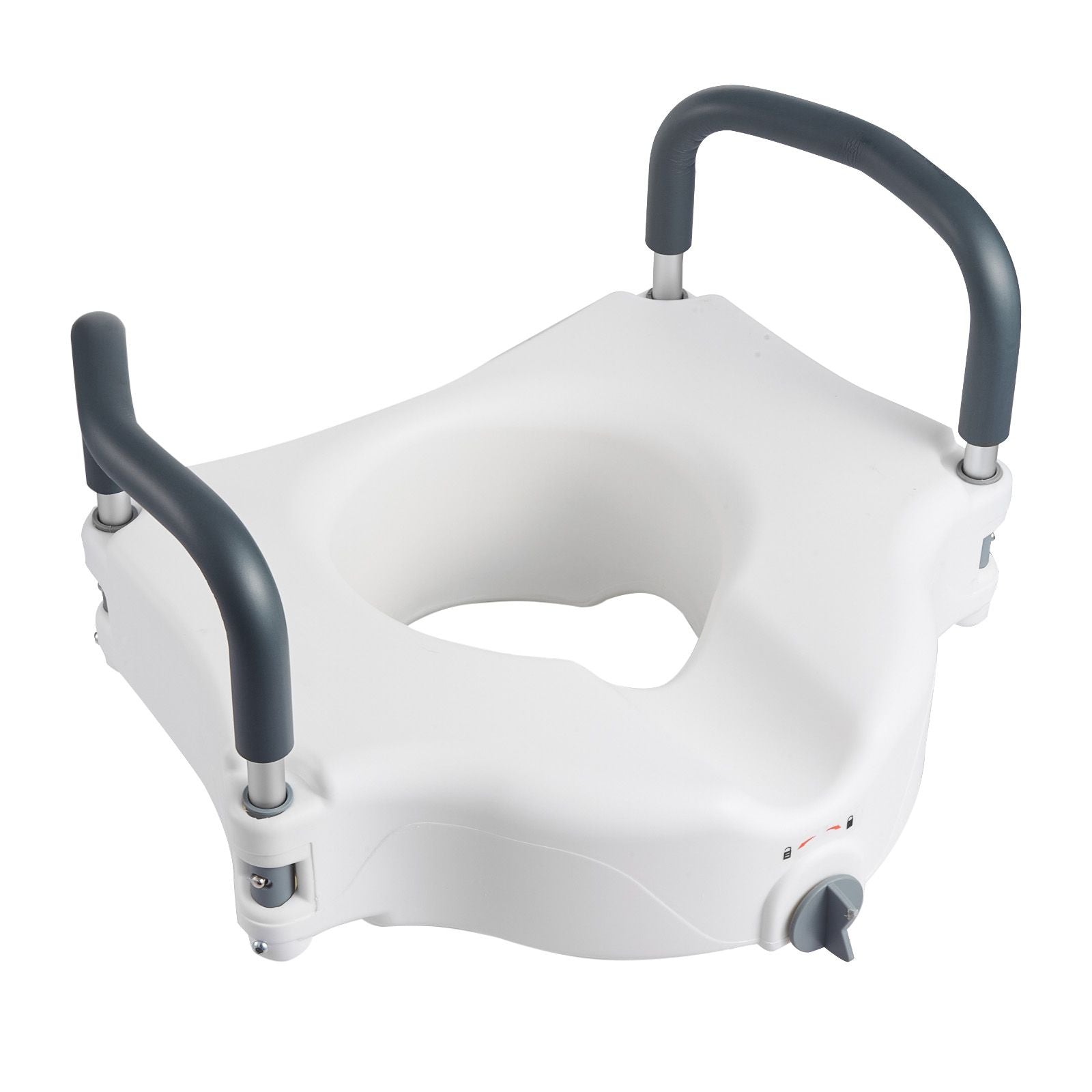 Raised Toilet Seat with Arms, 136.1 kg Load Capacity, 127 mm Lift Height, Widened Commode Elevated Toilet Seat Riser with Padded Handles for Seniors, Elderly, Handicap, Disabled, and Adults Use