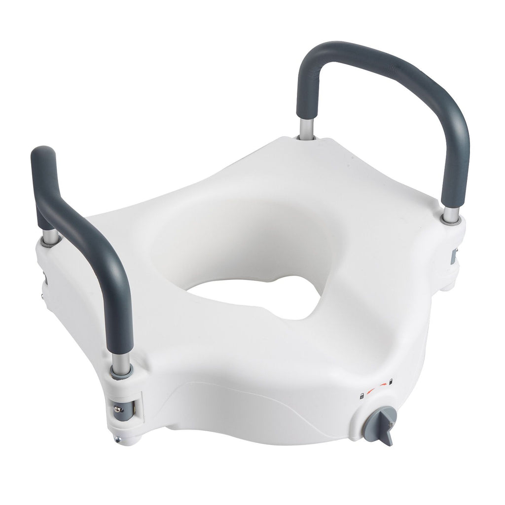 Raised Toilet Seat with Arms, 136.1 kg Load Capacity, 127 mm Lift Height, Widened Commode Elevated Toilet Seat Riser with Padded Handles for Seniors, Elderly, Handicap, Disabled, and Adults Use