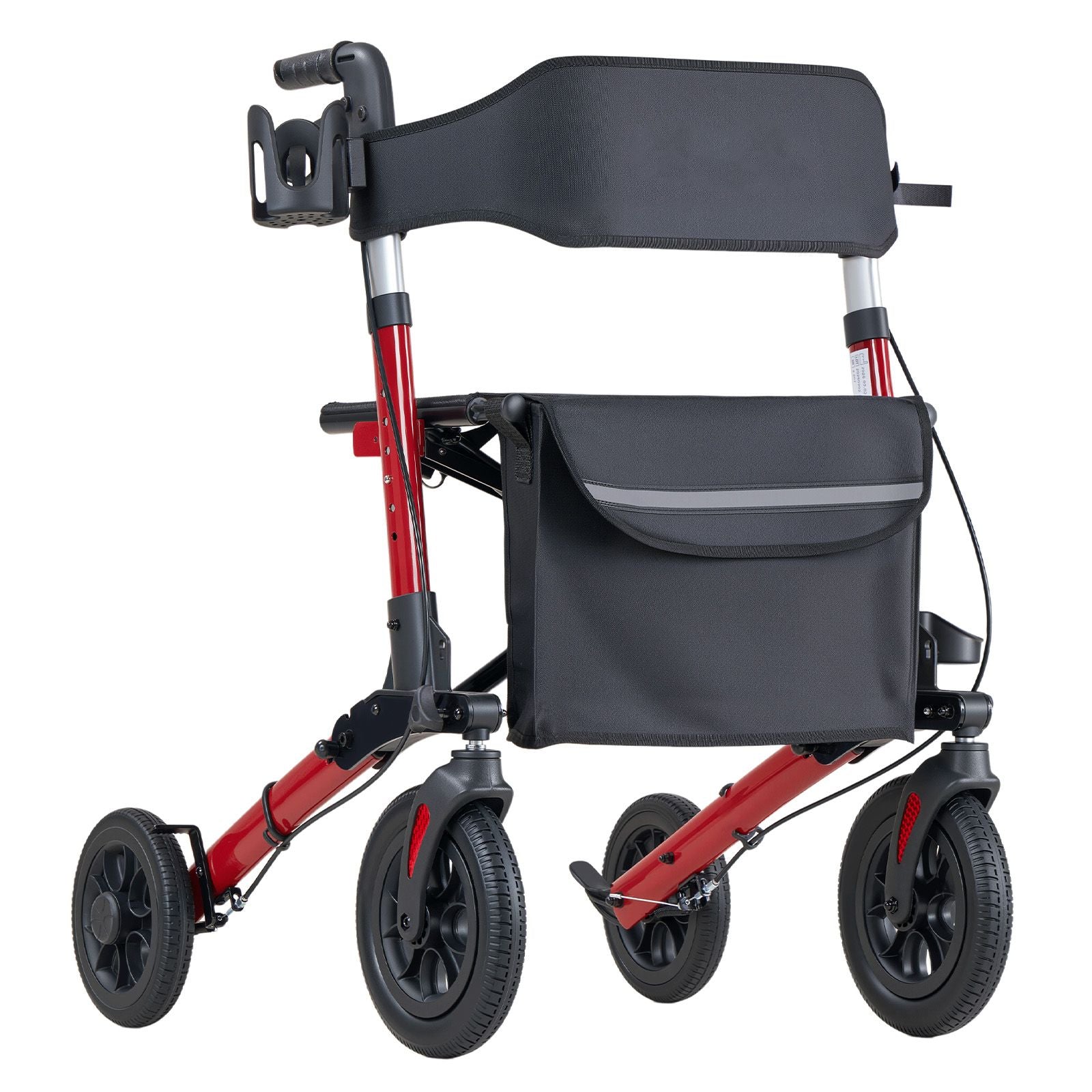 Rollator Walker with Seat for Seniors, Ultra Compact 3-Fold Rolling Walker, Lightweight Aluminum Mobility Walking Aid with PU Solid Wheels, Adjustable Handle, Cup & Cane Holder - Supports 136kg