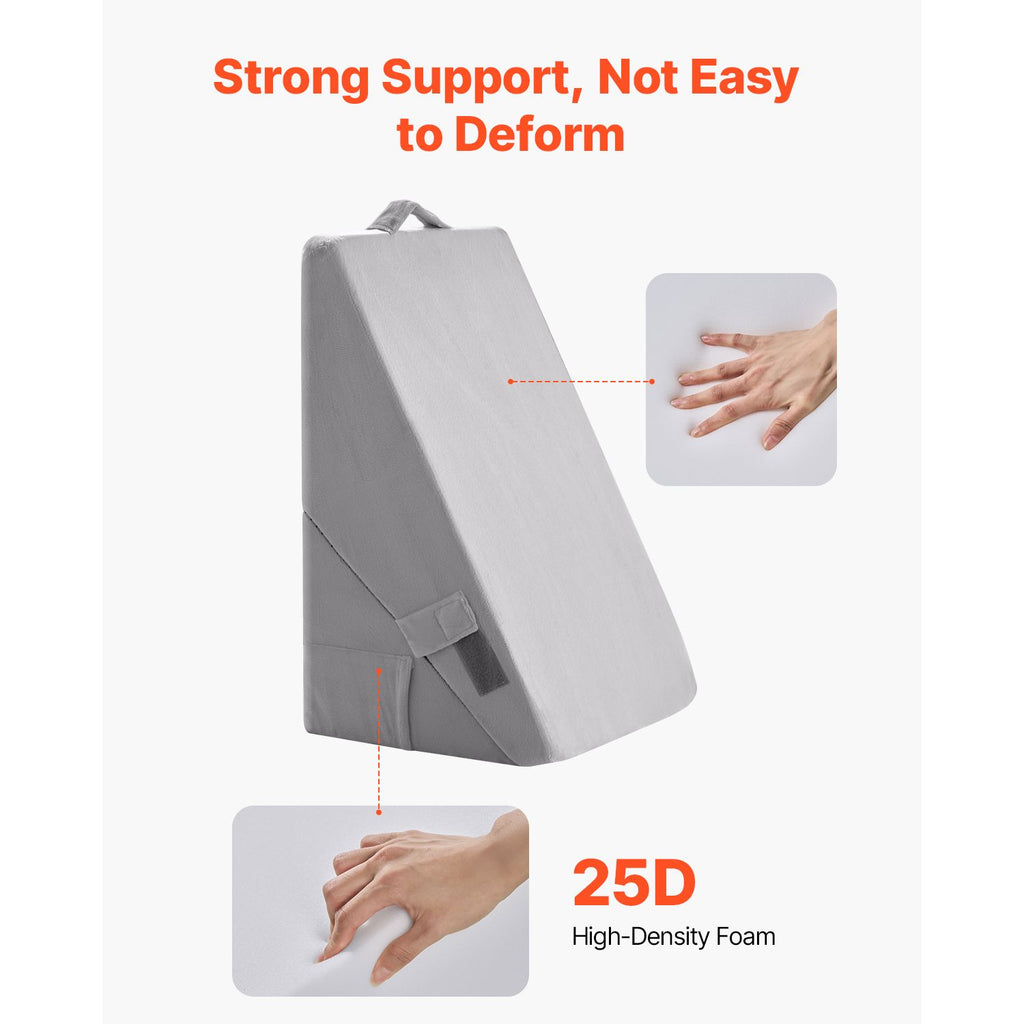 Bed Wedge Pillow for Sleeping, Adjustable Orthopedic Bed Wedge, 25D High-Density Foam Filling & Soft Washable Cover, Post Surgery Pillow for Acid Reflux, Back Pain, Snoring Relief, Light Grey
