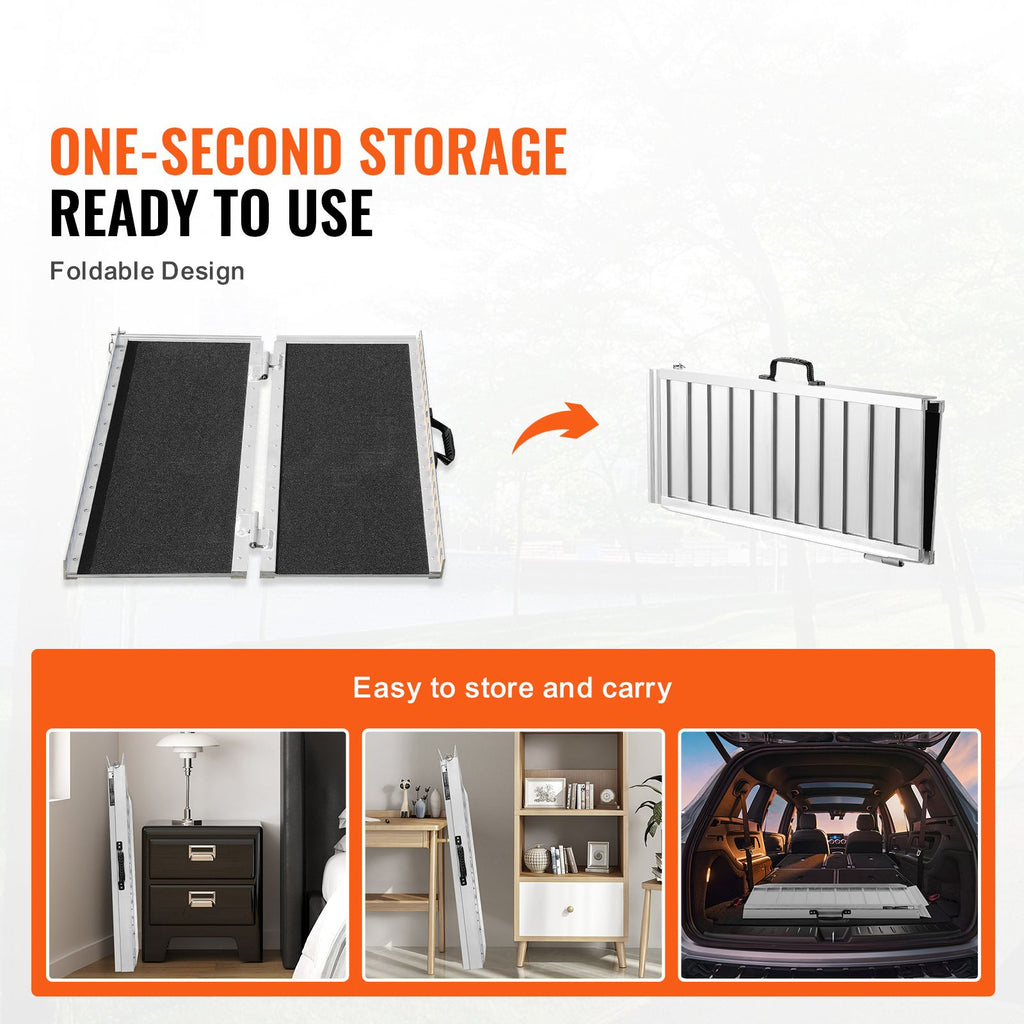 Portable Wheelchair Ramp 2FT, Non-Slip Aluminum Folding Handicap Ramp, Door Threshold Ramps for Wheelchair for Home,Wheel Chair Ramp Steps, Cars, Scooter, Cart, Curbs, Stairs