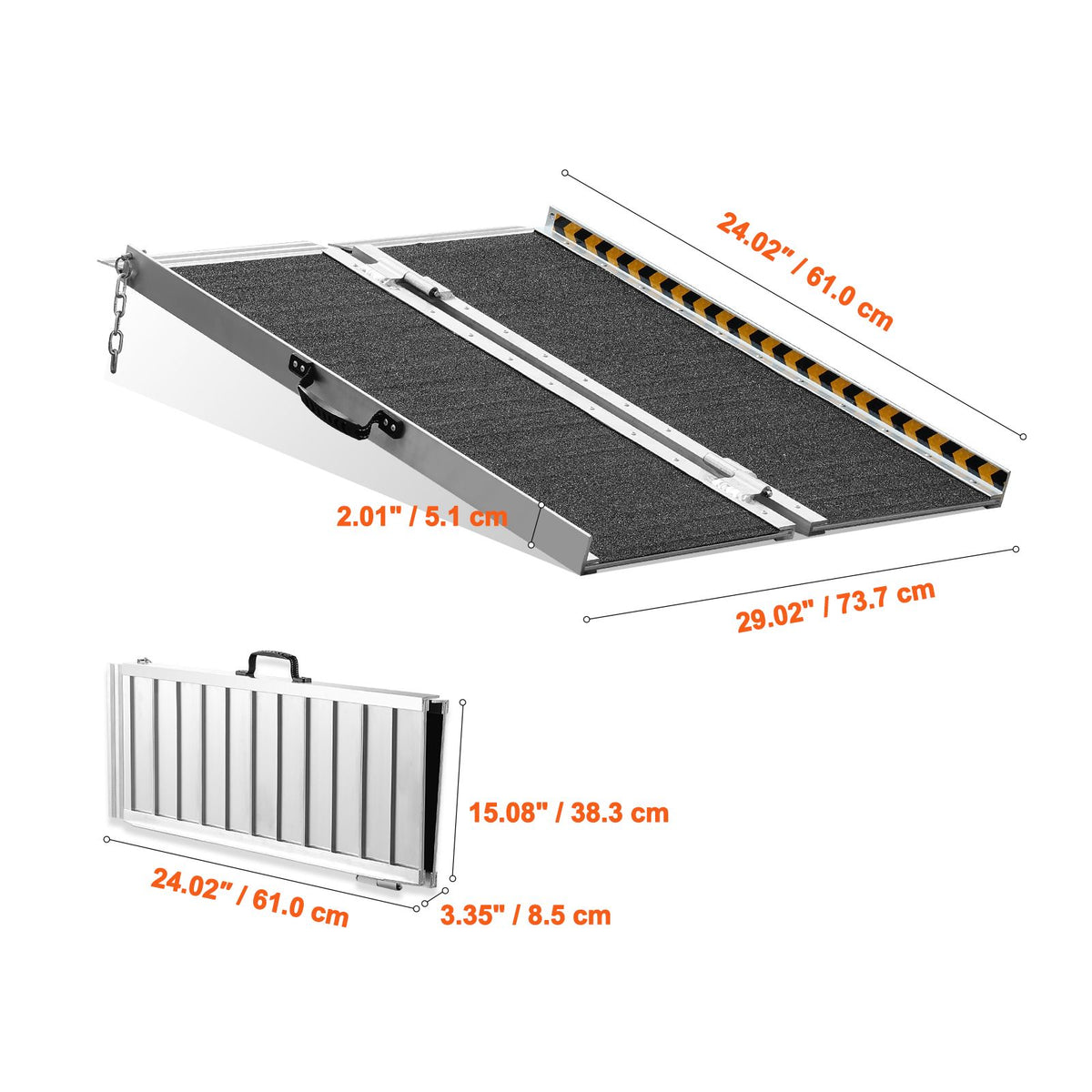 Portable Wheelchair Ramp 2FT, Non-Slip Aluminum Folding Handicap Ramp, Door Threshold Ramps for Wheelchair for Home,Wheel Chair Ramp Steps, Cars, Scooter, Cart, Curbs, Stairs