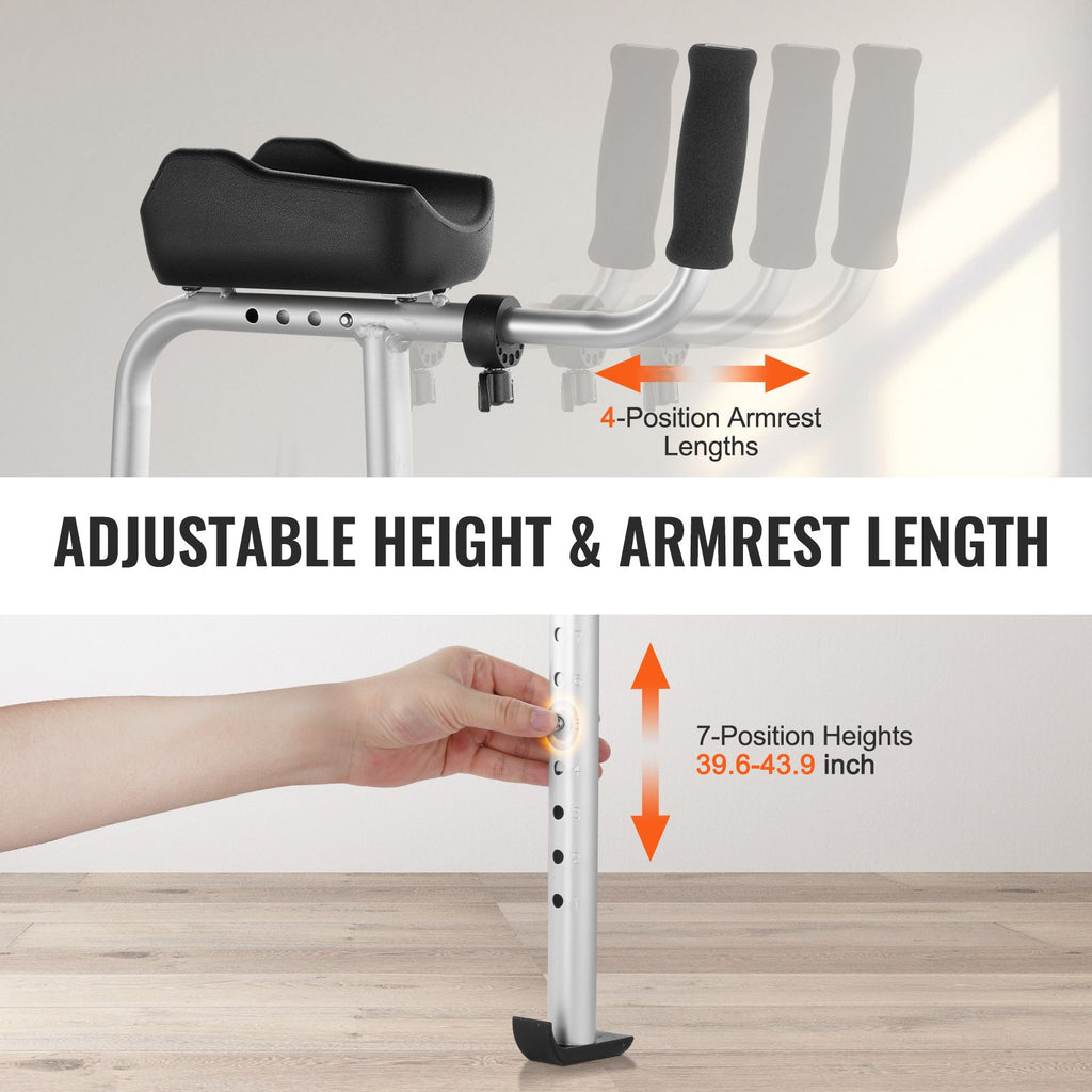 2 in 1 Folding Walker & Removable Armrests, Height Adjustable Foldable Walker with 5" Solid Wheels, Lightweight Aluminum | Front Wheeled Mobility Aid for Elderly Handicapped Disabled, 450 Pounds