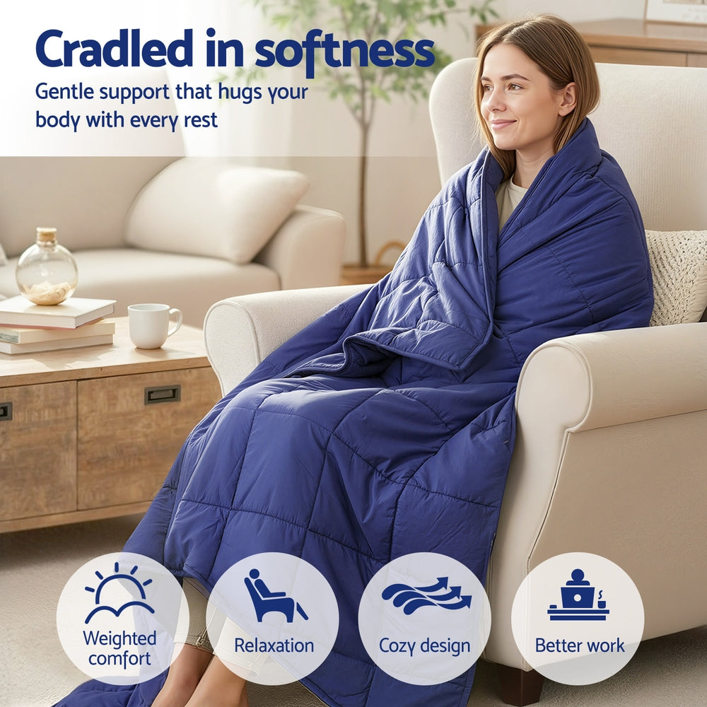 Giselle Bedding Weighted Blanket 6.8kg Kids Adults Heavy Gravity Relax Calm Blue